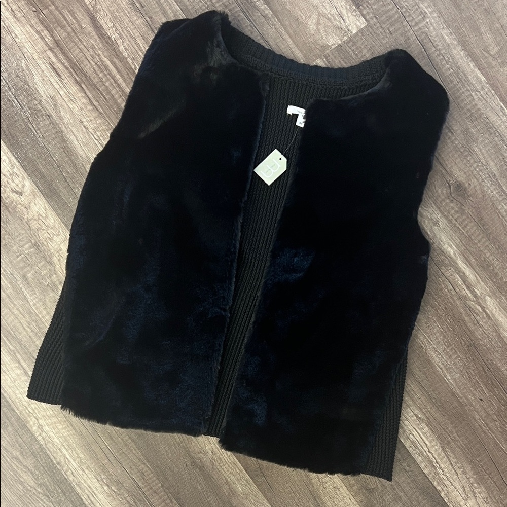 Black Faux Fur Women's Sweater Vest Maurice’s